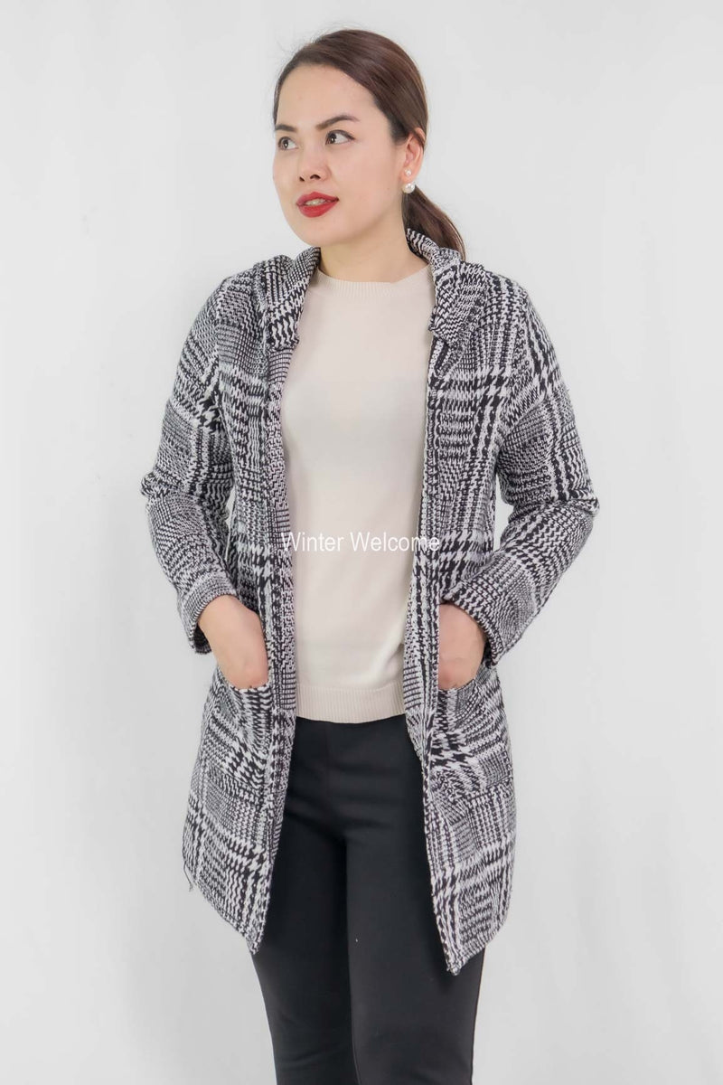 เสื้อโค้ทผ้าวูลลายสก็อตกันหนาว  - Classic Plaid Double-Breasted Woolen Coat