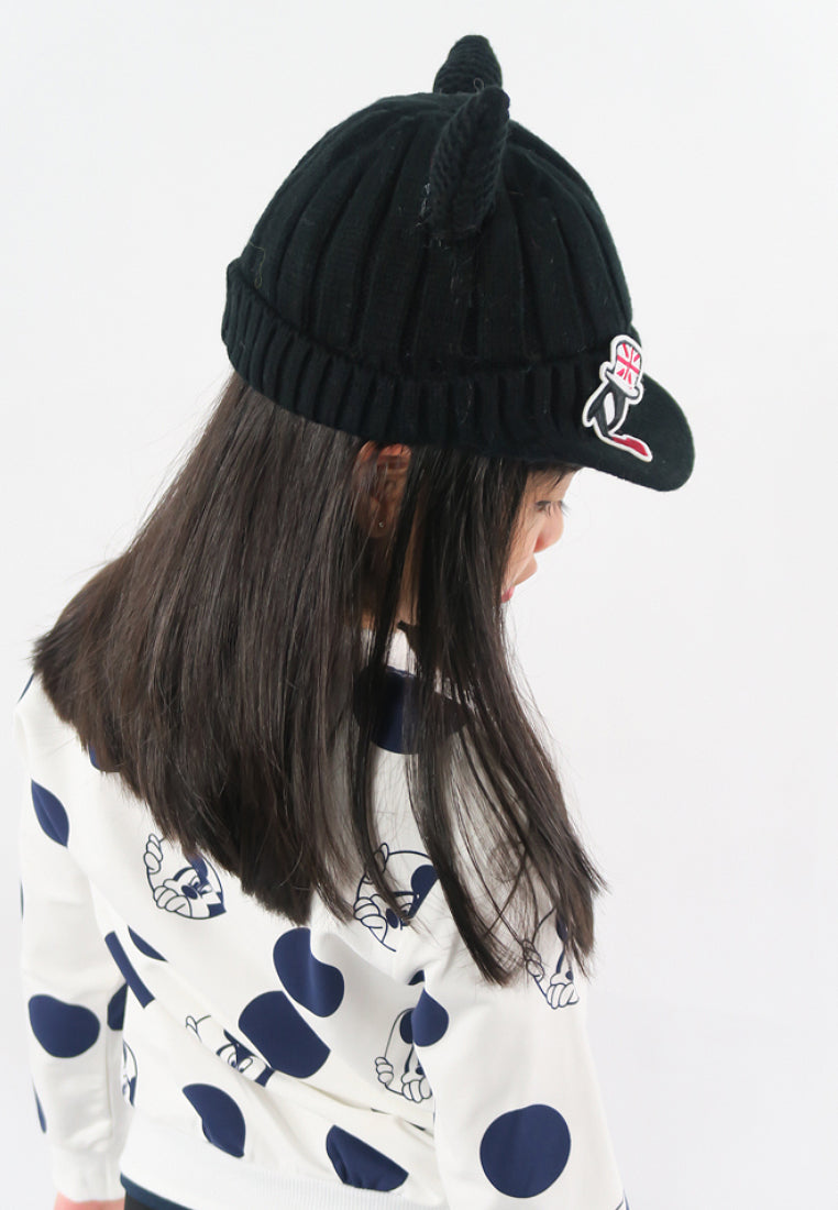 หมวกไหมพรม หมวกแก็ปไหมพรม สำหรับเด็ก - Winter Monster Eyes Visor Knit Hat for Boys and Girls