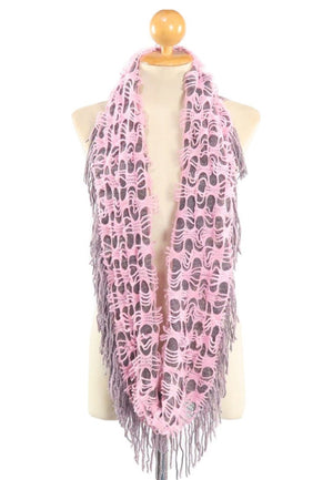 ผ้าพันคอทรงกลมอินฟินิตี้ - Warm Knit Infinity Scarf With Tassels