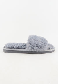 รองเท้าแตะขนเฟอร์  - Plush Faux Fur Rubber Sole House Slipper