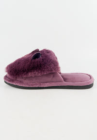 รองเท้าแตะขนเฟอร์ - Plush Faux Fur House Rubber Sole Slipper