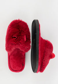 รองเท้าแตะขนเฟอร์ - Plush Faux Fur House Rubber Sole Slipper