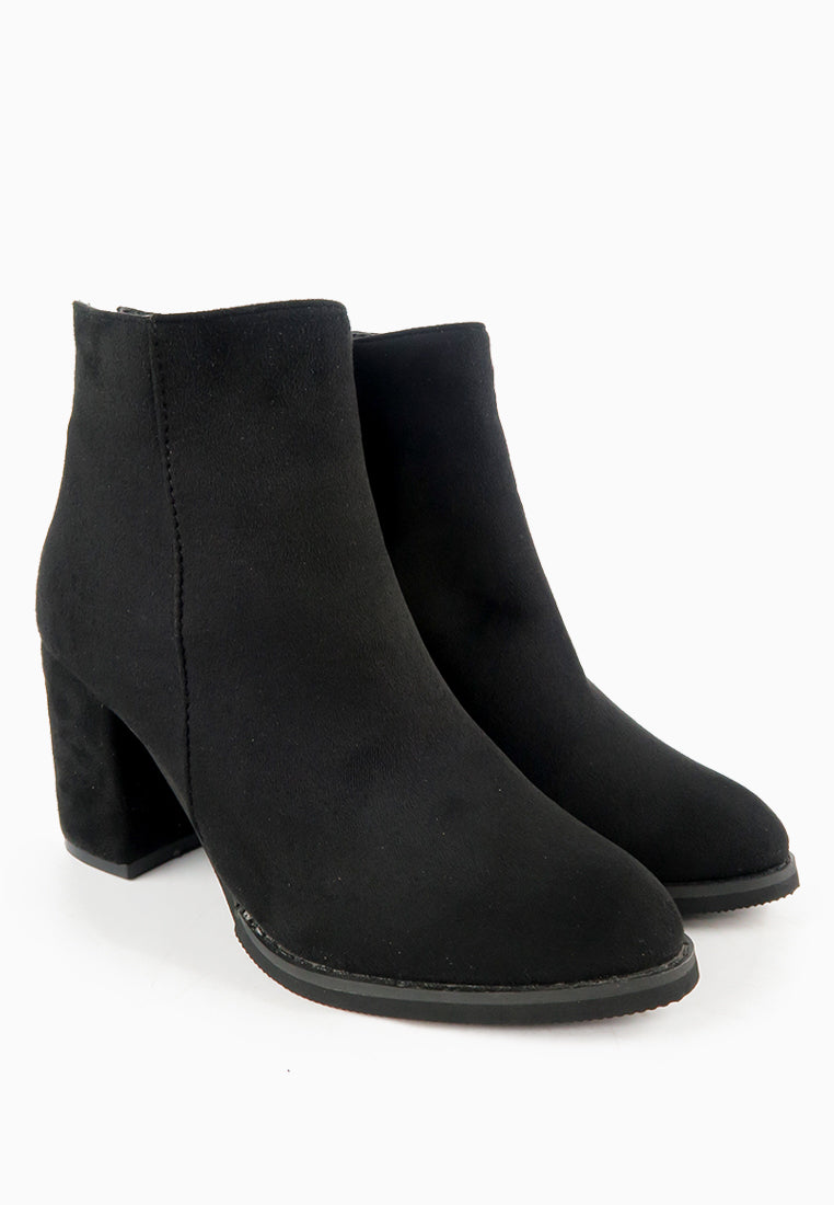 รองเท้าบูทแฟชั่นส้นสูงแต่งพู่ - Pointed Toe Mid Heel Ankle Booไปๅts