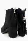 รองเท้าบูทแฟชั่นส้นสูงแต่งพู่ - Pointed Toe Mid Heel Ankle Booไปๅts