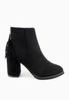 รองเท้าบูทแฟชั่นส้นสูงแต่งพู่ - Pointed Toe Mid Heel Ankle Booไปๅts