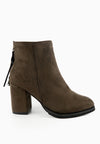 รองเท้าบูทแฟชั่นส้นสูงแต่งพู่ - Pointed Toe Mid Heel Ankle Booไปๅts