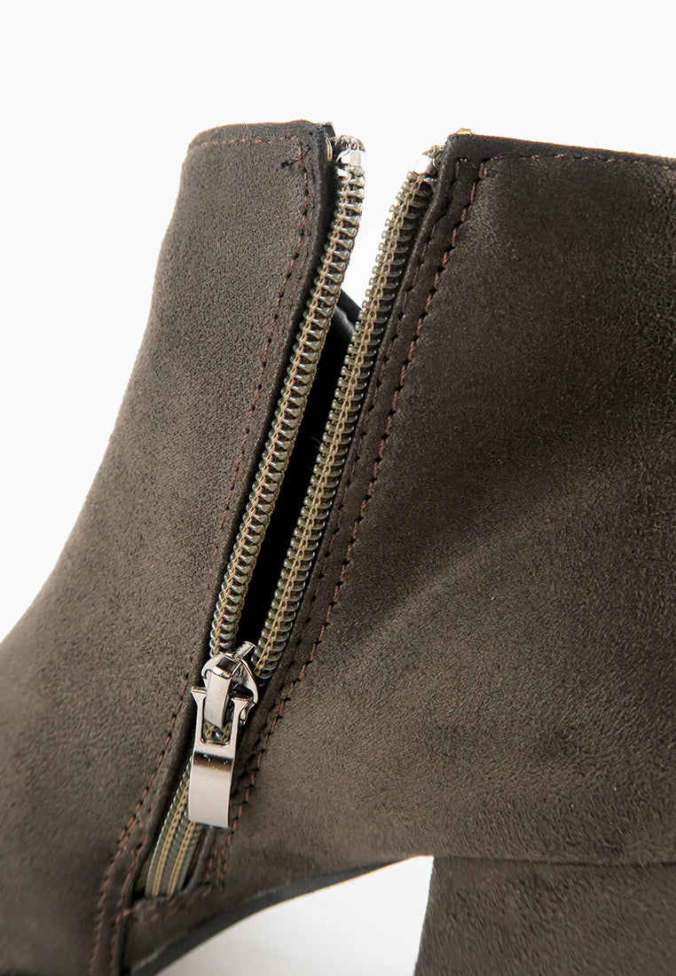 รองเท้าบูทแฟชั่นส้นสูง No. S-388- Pointed Toe Mid Heel Ankle Boots