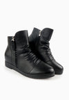 รองเท้าบูทหนังกันหนาว เสริมส้นภายใน (ไซส์พิเศษ) - Wedge Leather Ankle Boots