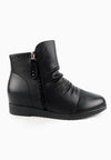 รองเท้าบูทหนังกันหนาว เสริมส้นภายใน (ไซส์พิเศษ) - Wedge Leather Ankle Boots