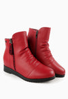 รองเท้าบูทหนังกันหนาว เสริมส้นภายใน (ไซส์พิเศษ) - Wedge Leather Ankle Boots