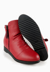 รองเท้าบูทหนังกันหนาว เสริมส้นภายใน (ไซส์พิเศษ) - Wedge Leather Ankle Boots