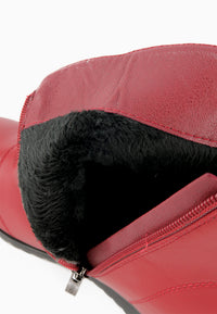 รองเท้าบูทหนังกันหนาว เสริมส้นภายใน (ไซส์พิเศษ) - Wedge Leather Ankle Boots