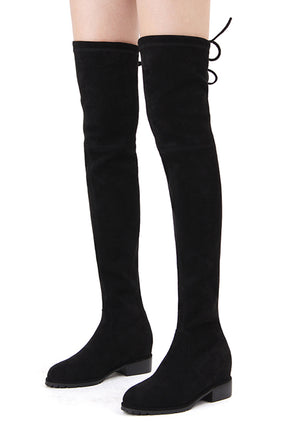 รองเท้าบูทกำมะหยี่ยาว - Women's Knee High Stretch Boot