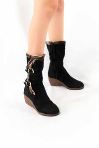รองเท้าบูทกำมะหยี่ยาว  - Women's Knee High Stretch Boot