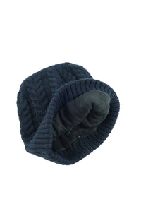หมวกไหมพรมถักลายเปีย บุขนด้านใน H012- Unisex Cable Knit Fleece Lining Knit Beanie Ski Hat