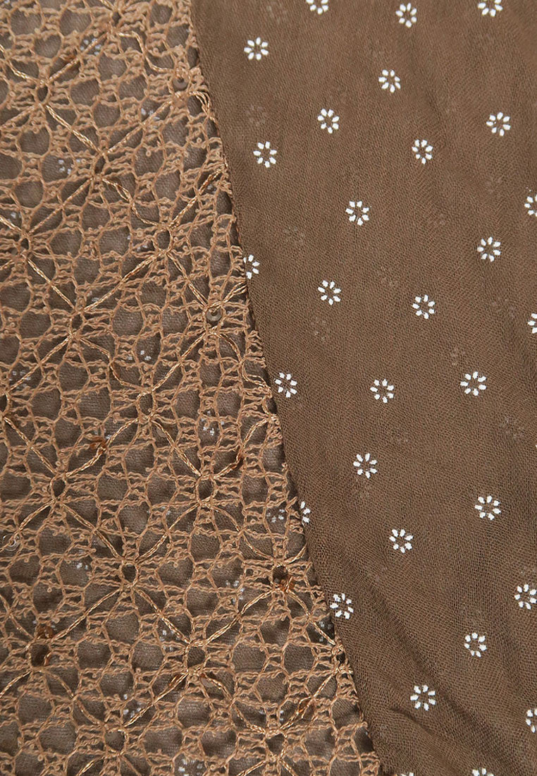 ผ้าพันคอปักลายผสมลายถัก - Shawl Lace Embroidered Scarf