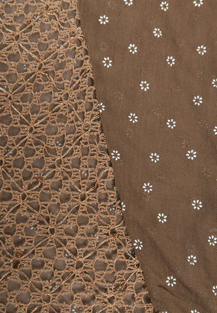 ผ้าพันคอปักลายผสมลายถัก - Shawl Lace Embroidered Scarf