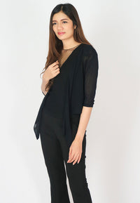 เสื้อคลุมครอปแบบบาง - Cropped Drape Cardigan