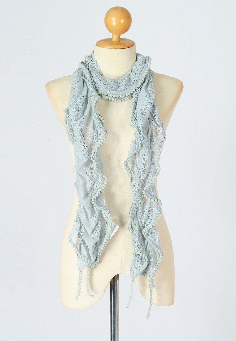 ผ้าพันคอลายลูกไม้ - Fringes Lace Scarf