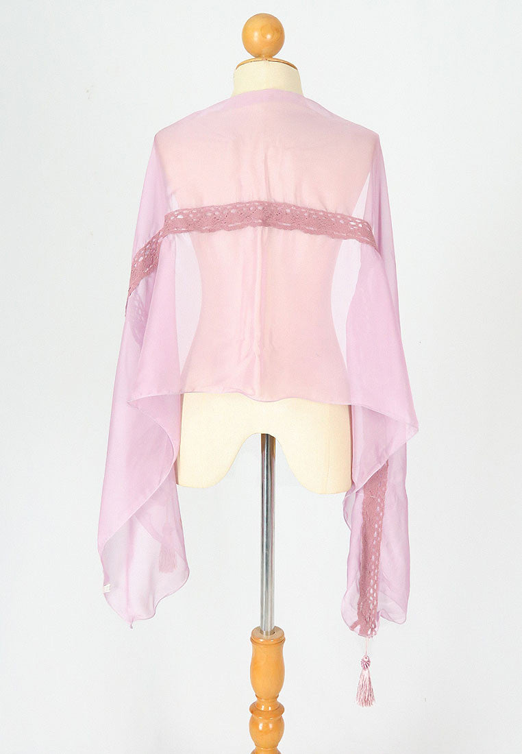 ผ้าพันคอชีฟองแต่งพู่ - Chiffon Lightweight Scarf with Tassels