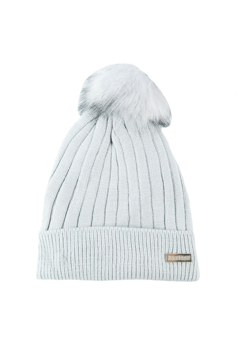 หมวกไหมพรมทรงบีนนี่แต่งปอม -  Beanie Fleece Lining Knit Hat
