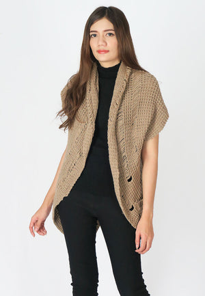 เสื้อคลุมไหมพรม -  Open Front Cable Knit Cardigan