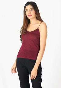 เสื้อไหมพรมกลิตเตอร์สายเดี่ยว - Shiny Glitter Spagetti Tank Top