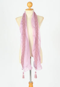 ผ้าพันคอชีฟองแต่งพู่ - Chiffon Lightweight Scarf with Tassels