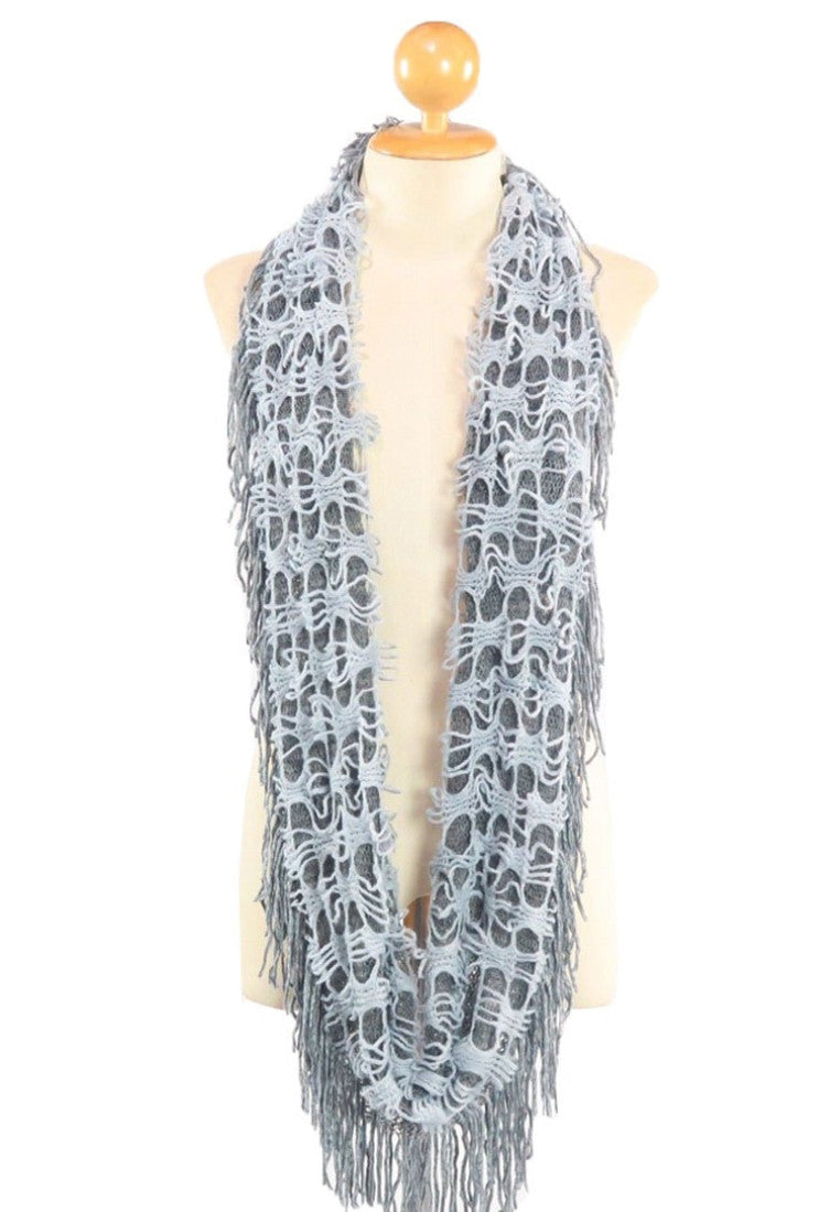 ผ้าพันคอทรงกลมอินฟินิตี้ - Warm Knit Infinity Scarf With Tassels