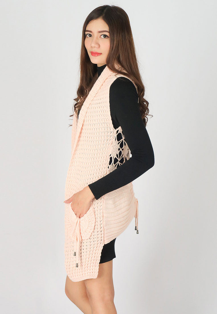 เสื้อคลุมไหมพรม - Open Front Cable Knit Cardigan