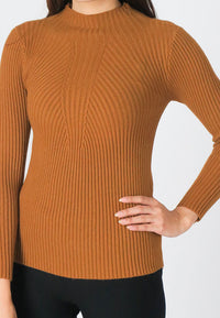 เสื้อไหมพรมสเวตเตอร์ผ้าแคชเมียร์ - Modern Ribbed Mockneck Soft Cashmere Sweater