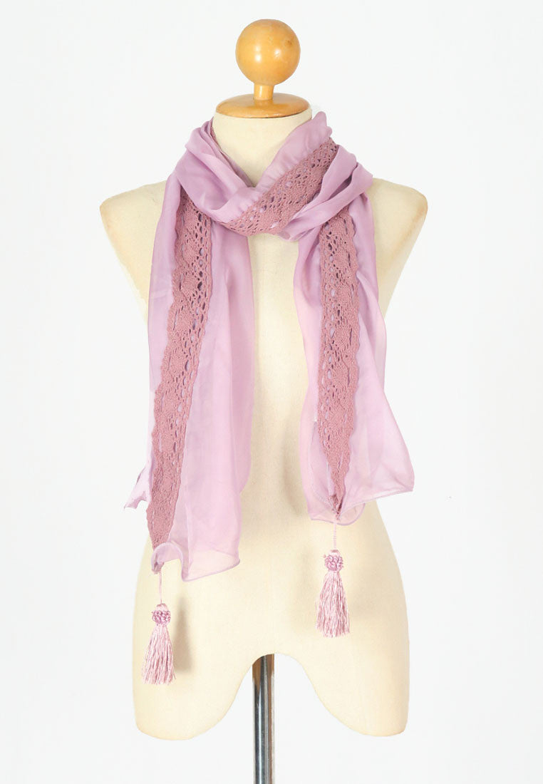 ผ้าพันคอชีฟองแต่งพู่ - Chiffon Lightweight Scarf with Tassels