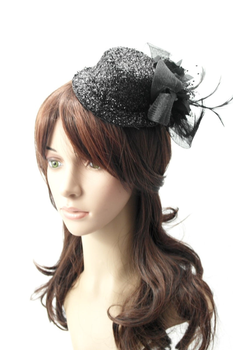 กิ๊ปหนีบผม - Feather & Mesh Flower Fascinator with Hair Pinch Clip