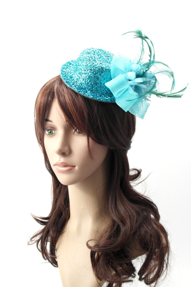 กิ๊ปหนีบผม - Feather & Mesh Flower Fascinator with Hair Pinch Clip