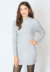 เสื้อแขนยาวไหมพรมคอสูงทอลายเส้นแบบหนา - Modern Ribbed Mock-Neck Thick And Soft Cardigan Sweater