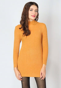 เสื้อแขนยาวไหมพรมคอสูงทอลายเส้นแบบหนา - Modern Ribbed Mock-Neck Thick And Soft Cardigan Sweater