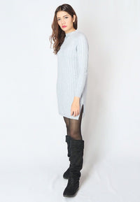 เสื้อสเวตเตอร์ไหมพรม - Cable Knit Turtleneck Pullover Sweater