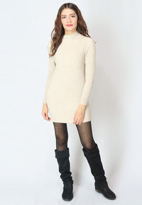 เสื้อแขนยาวไหมพรมคอสูงทอลายเส้นแบบหนา - Modern Ribbed Mock-Neck Thick And Soft Cardigan Sweater