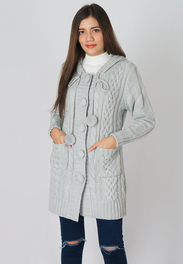 เสื้อโค้ทไหมพรมกันหนาวแบบหนา - Cable Knit Wool Thick Sweater Coat
