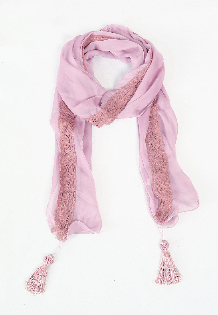 ผ้าพันคอชีฟองแต่งพู่ - Chiffon Lightweight Scarf with Tassels