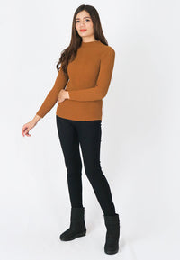 เสื้อไหมพรมสเวตเตอร์ผ้าแคชเมียร์ - Modern Ribbed Mockneck Soft Cashmere Sweater