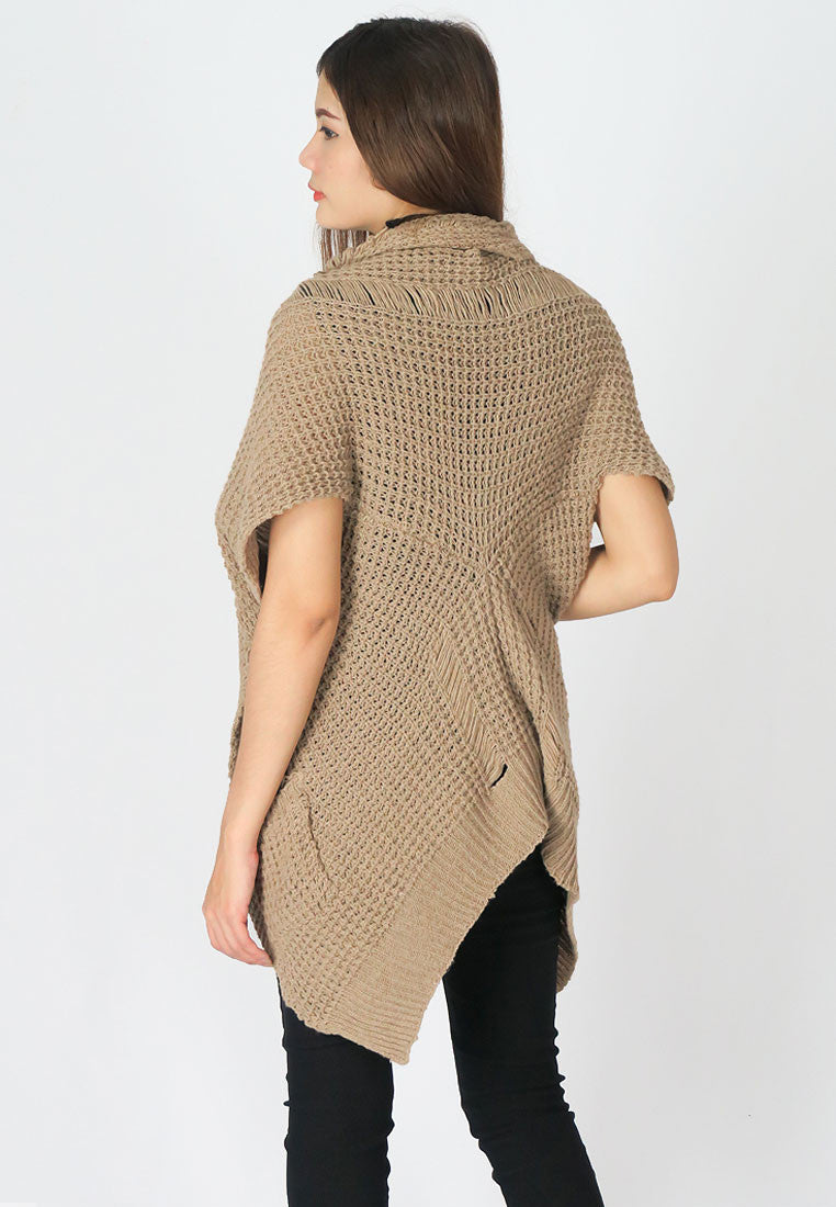 เสื้อคลุมไหมพรม -  Open Front Cable Knit Cardigan