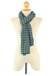 ผ้าพันคอไหมพรมลาย Houndstooth -Unisex Reversible Houndstooth Knit Scarf