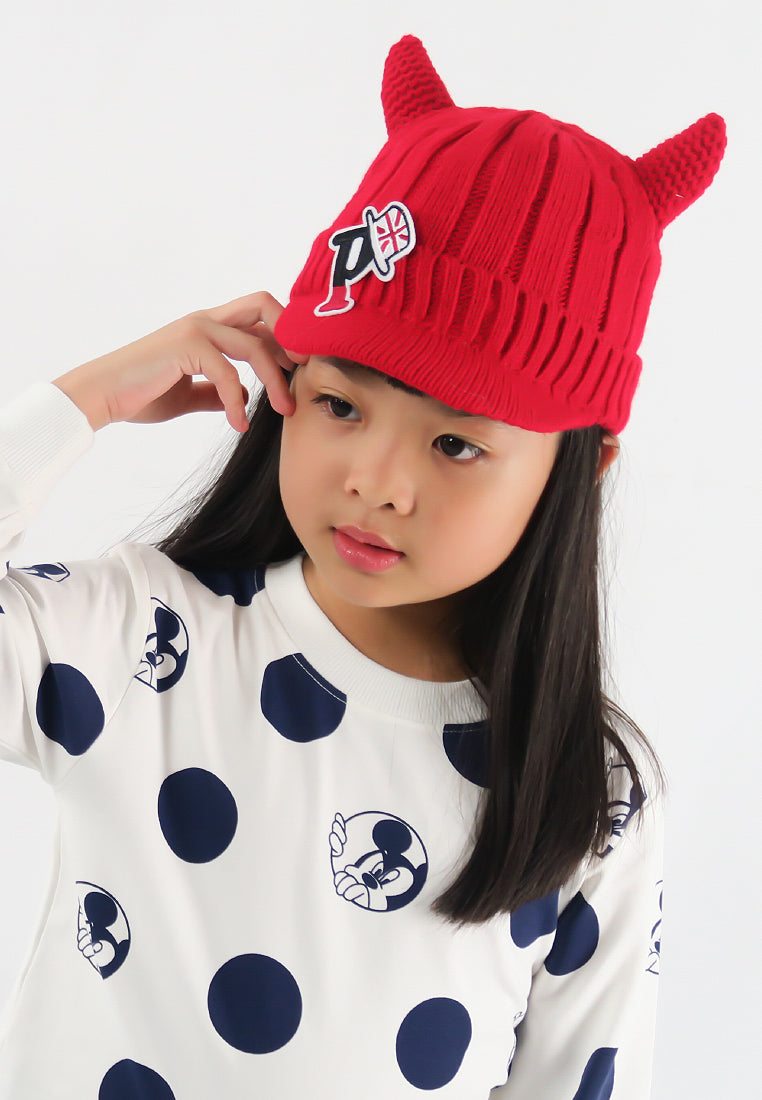 หมวกไหมพรม หมวกแก็ปไหมพรม สำหรับเด็ก - Winter Monster Eyes Visor Knit Hat for Boys and Girls