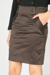 กระโปรงทรงดินสอเเต่งลายเส้นนูนเฉียง - Short Pencil Skirt