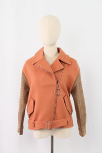 เสื้อโค้ทผ้าวูลกันหนาวลายสก๊อต - Sleeved Wooleb Coat With Belt