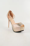 รองเท้าส้นสูงแฟชั่น เปิดหัว รัดส้น  - Evening Dress Platform Slingback Sandle