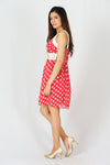 เดรสชีฟองคอวีลายจุด - Sleeveless Polka Dot Dress