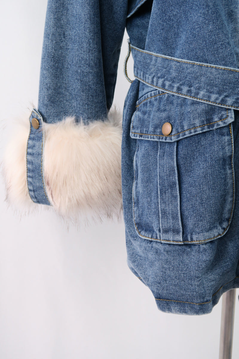 เสื้อแจ๊คเก๊ตยีนส์ขนเฟอร์ - Regular Denim Jacket