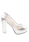 รองเท้าคัตชูส้นสูง Silver Lame - Silver Lame Platform Pumps Shoes